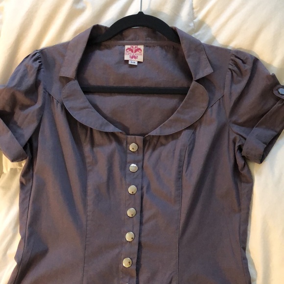 Cute 100% organic cotton dark grey mini dress - Picture 3 of 4